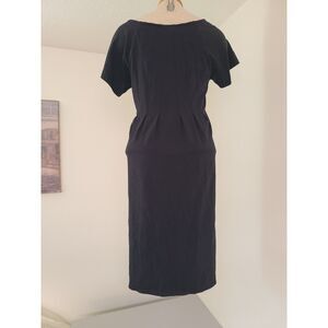 J Jill Pima Cotton Black Midi‎ Dress MEDIUM Capsule Wardrobe Minimalist Basic M